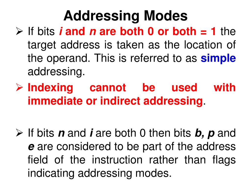 addressing modes if bits i and n are both