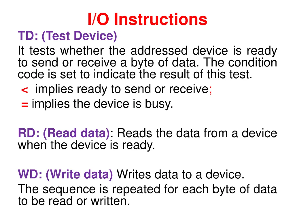 i o instructions