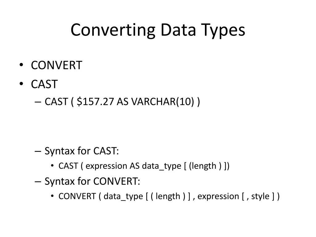 converting data types