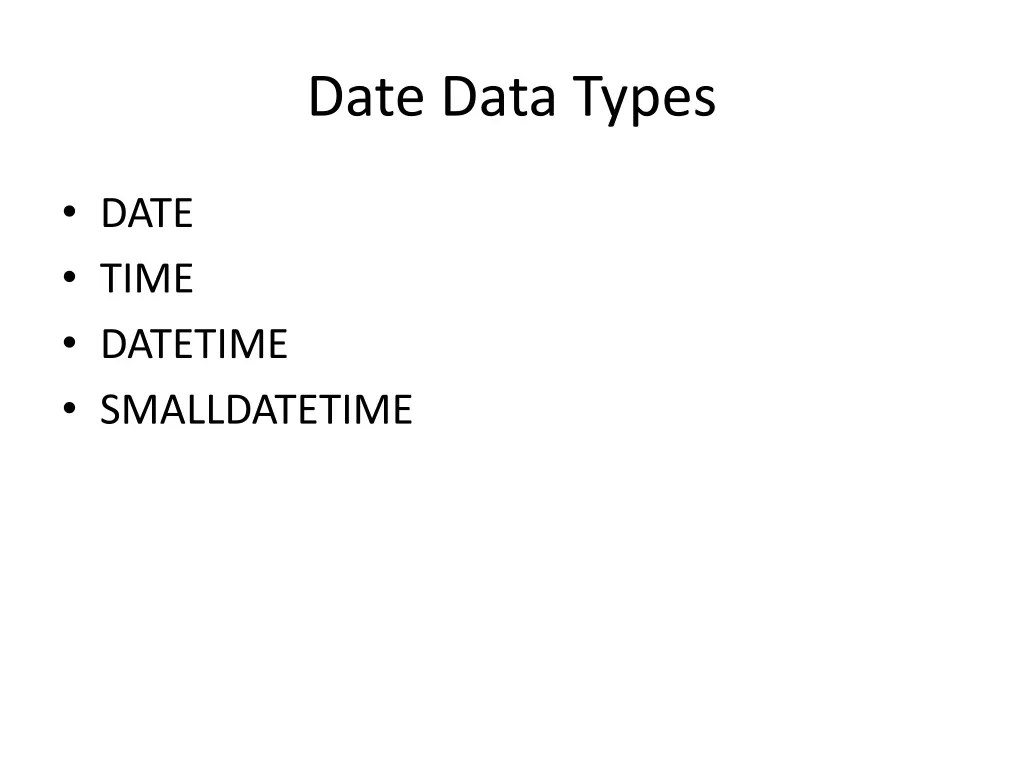 date data types