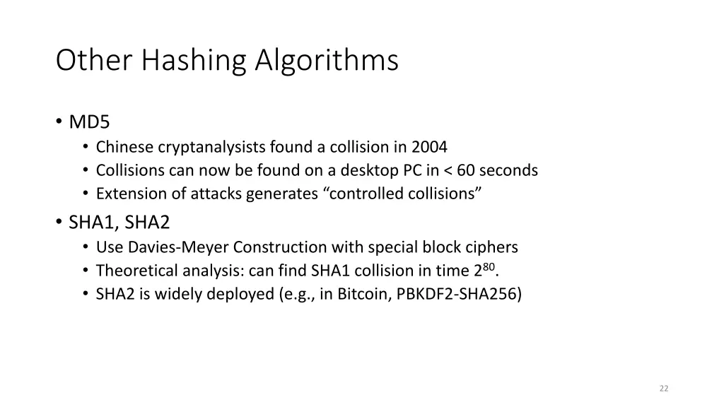 other hashing algorithms