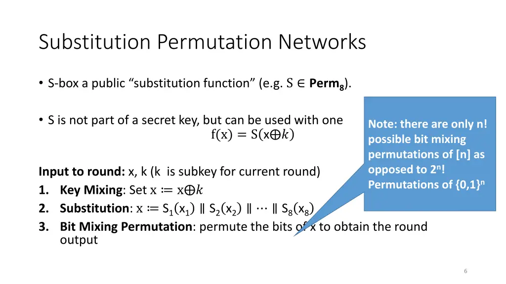 substitution permutation networks