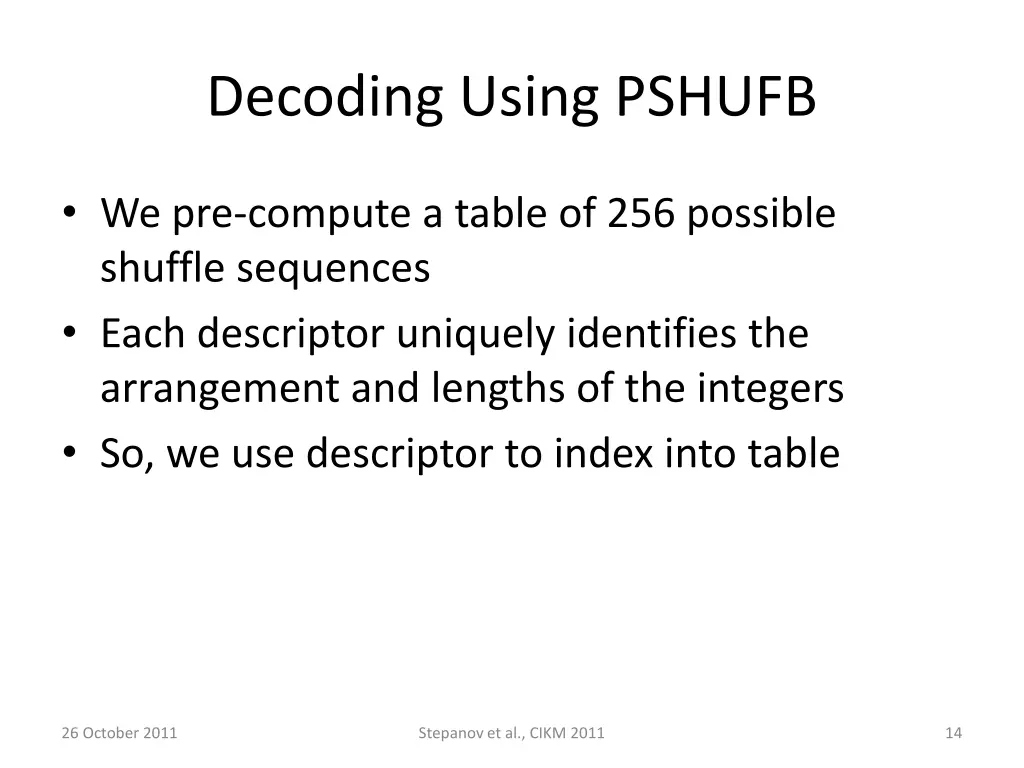 decoding using pshufb