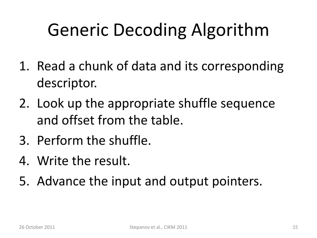 generic decoding algorithm