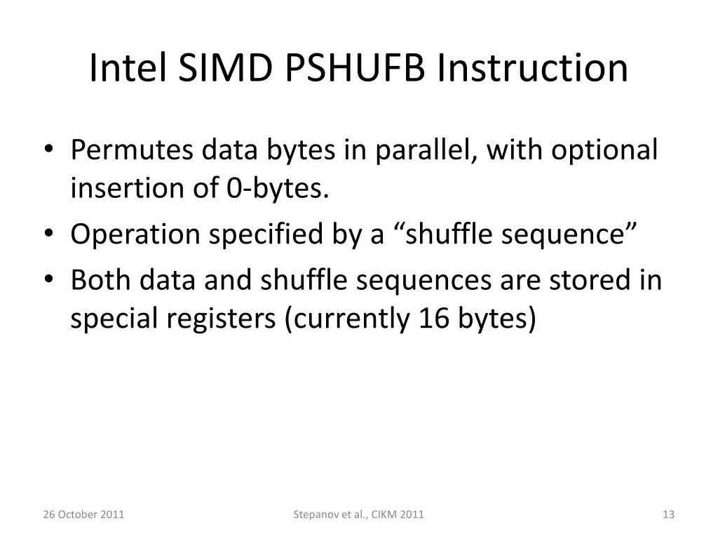 intel simd pshufb instruction