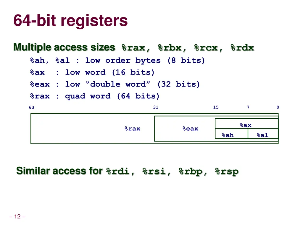64 bit registers