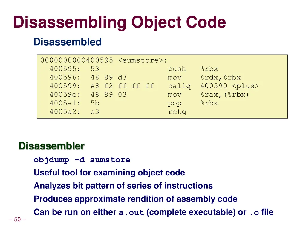 disassembling object code