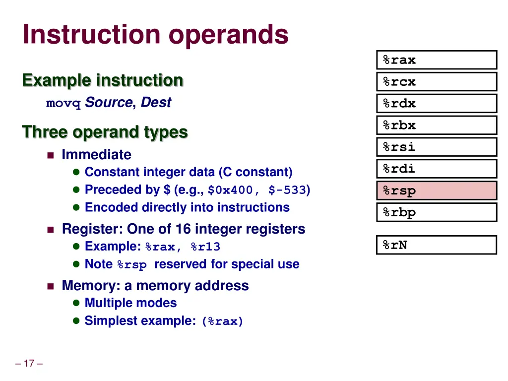 instruction operands