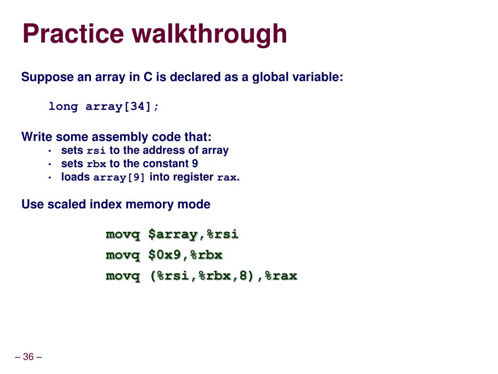 practice walkthrough