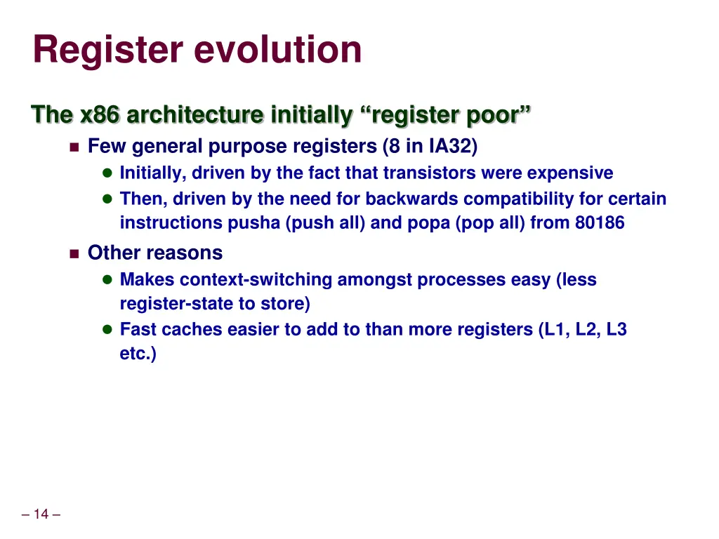register evolution