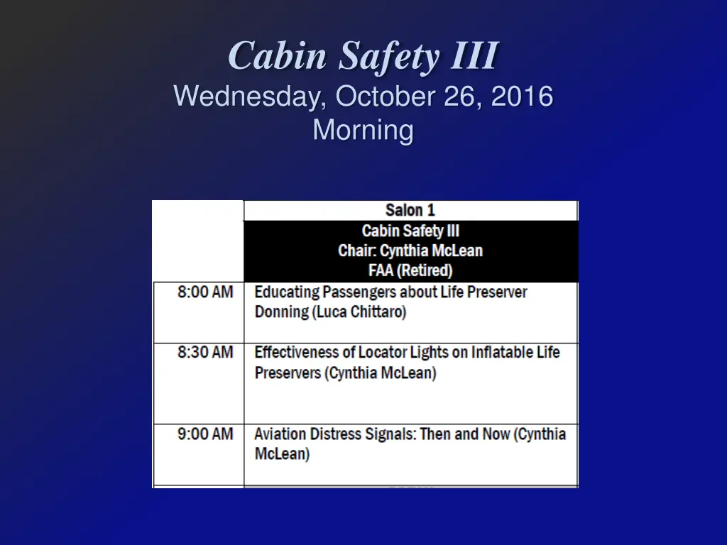 cabin safety iii wednesday october 26 2016 morning