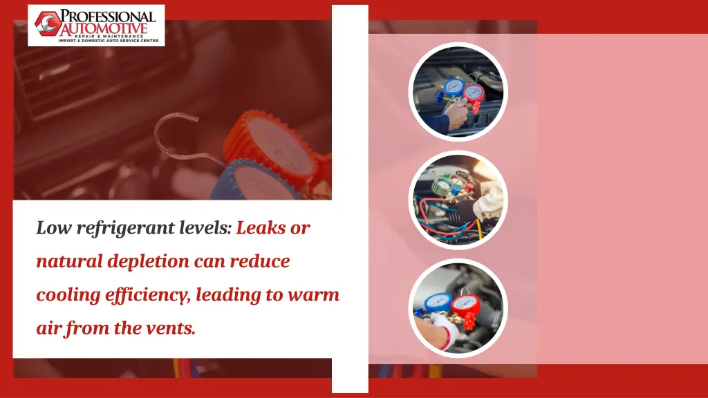 low refrigerant levels leaks or