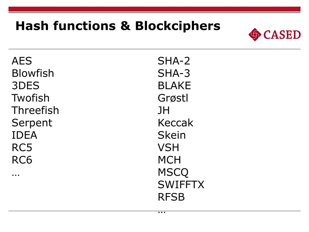 hash functions blockciphers