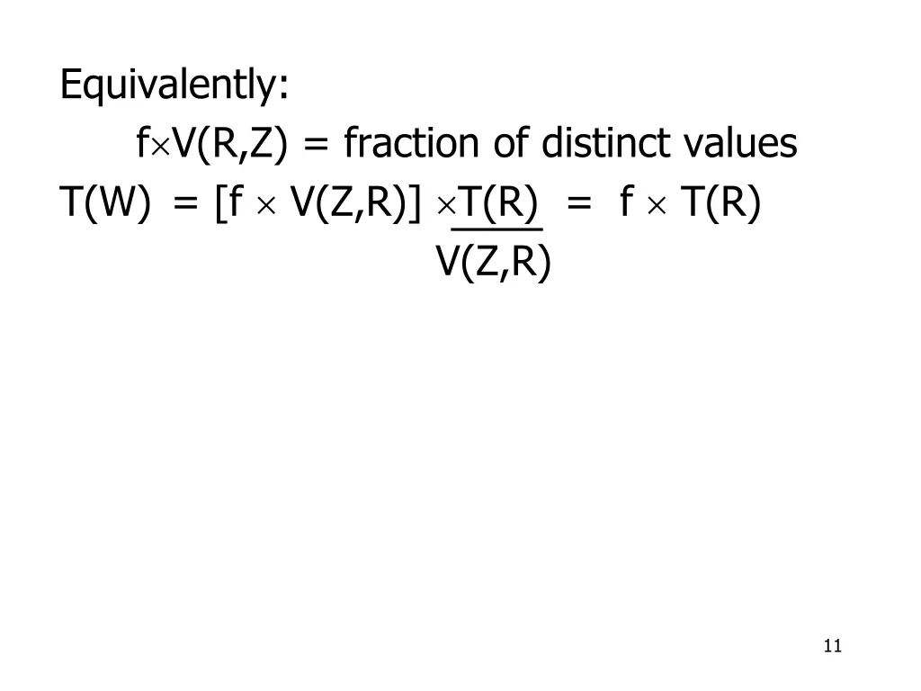 equivalently f v r z fraction of distinct values
