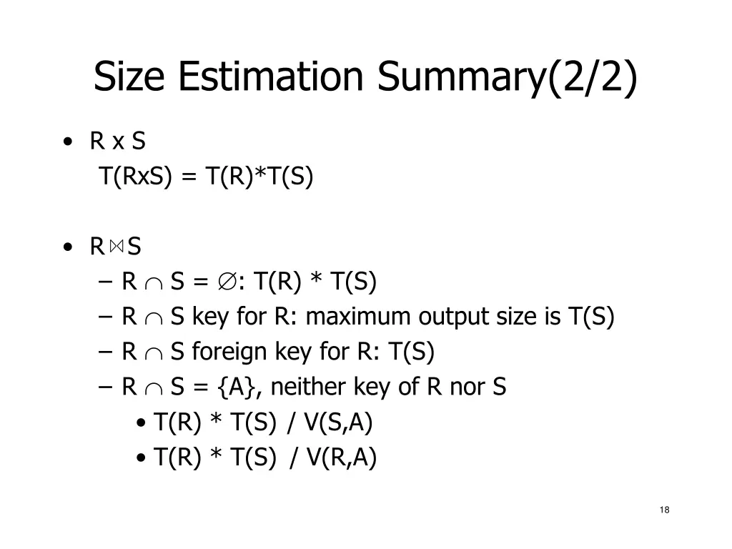 size estimation summary 2 2