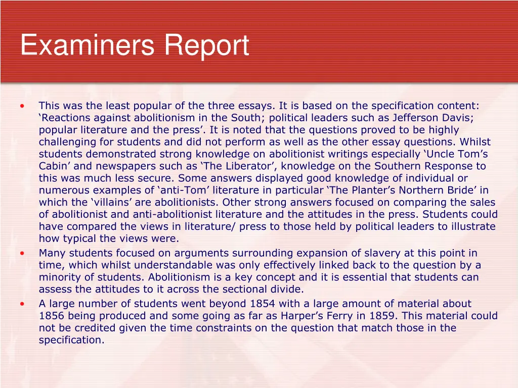 examiners report