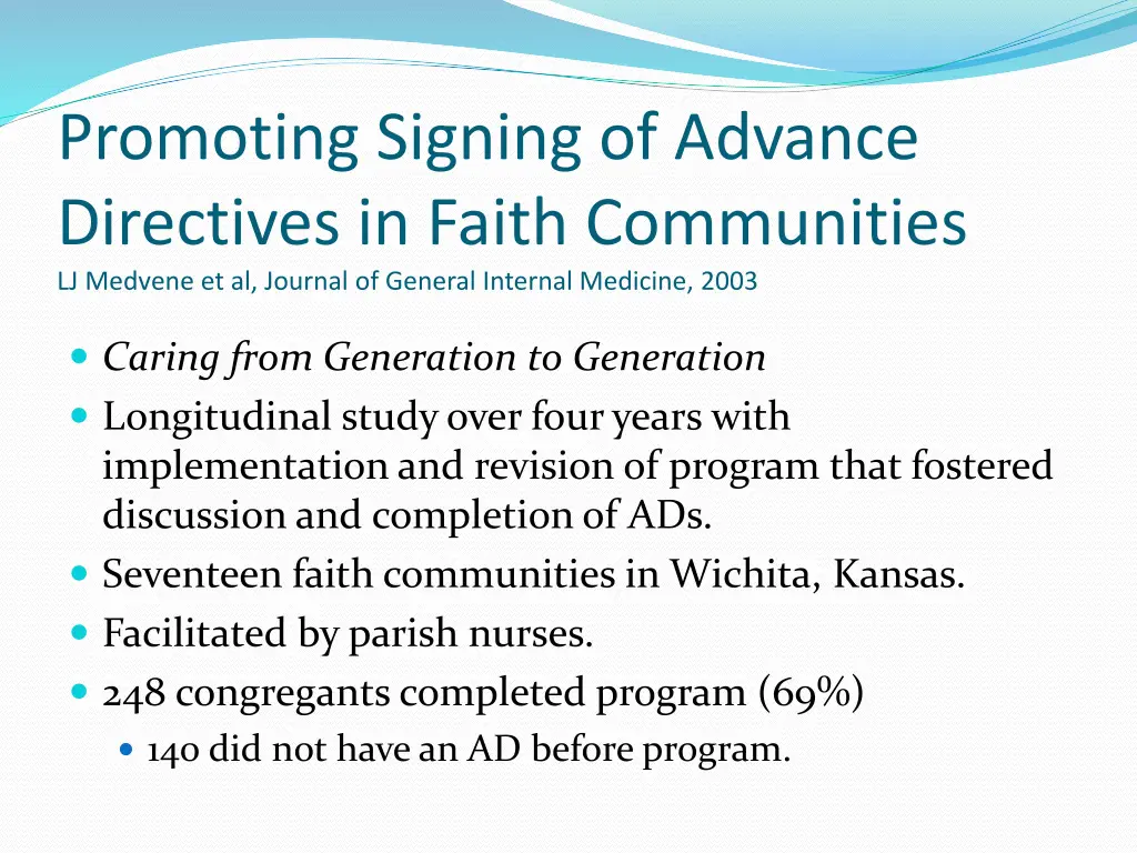 promoting signing of advance directives in faith