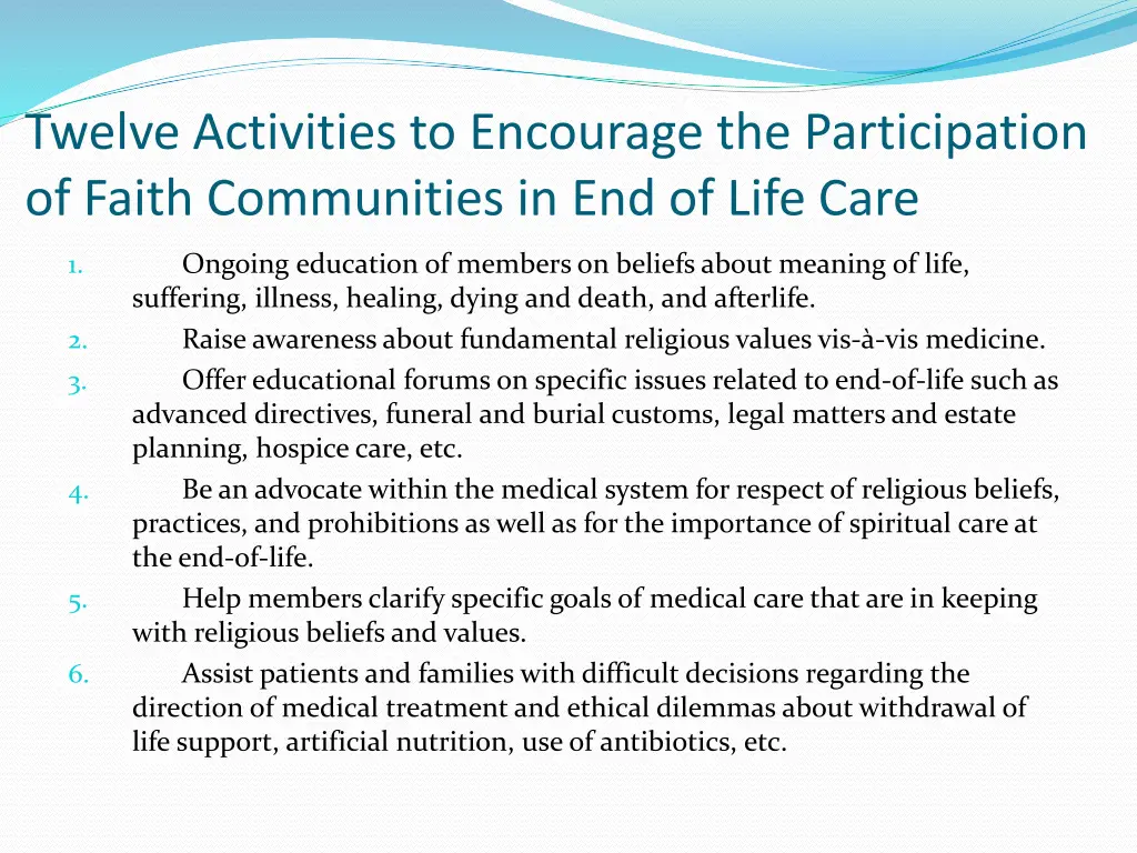 twelve activities to encourage the participation