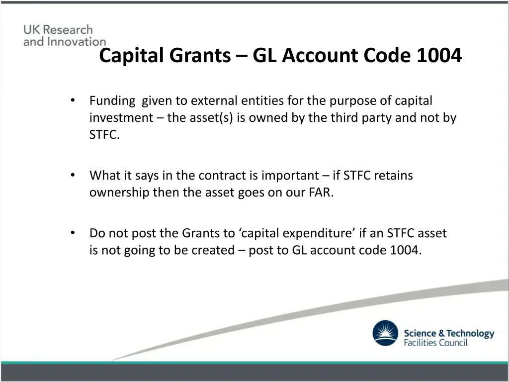 capital grants gl account code 1004