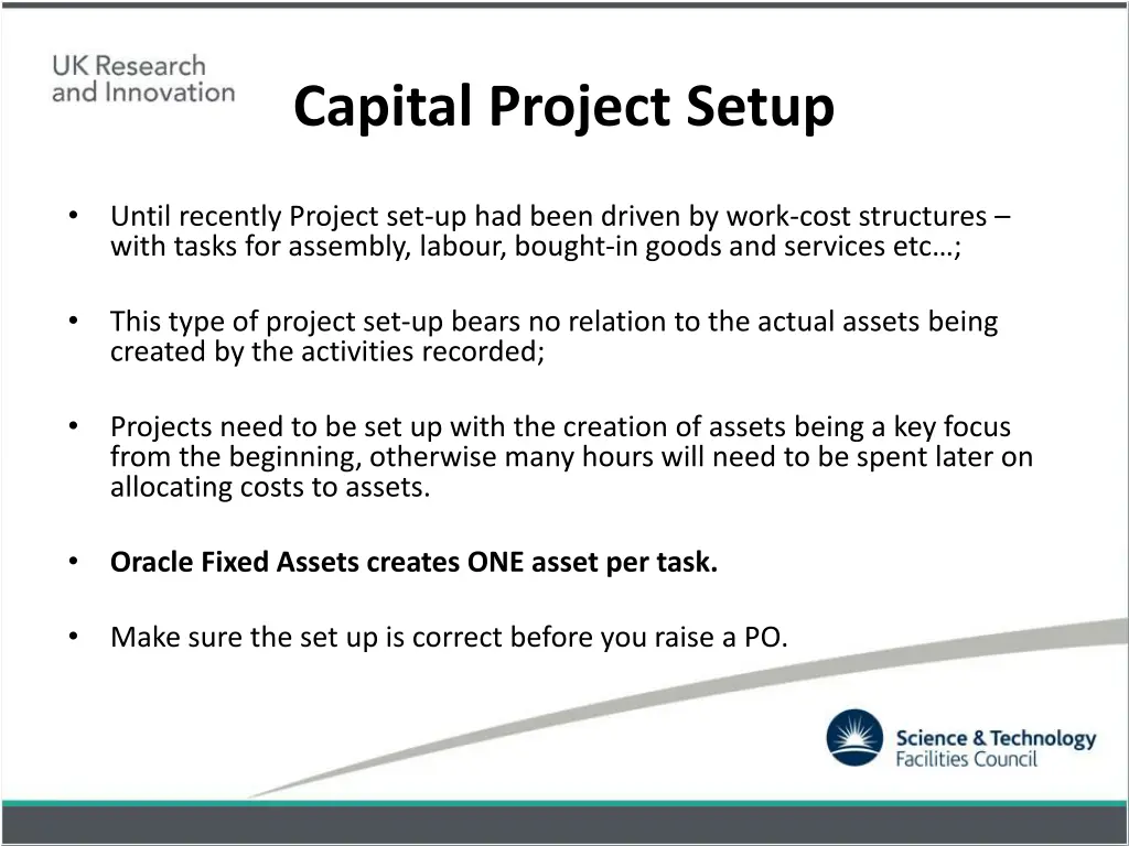 capital project setup
