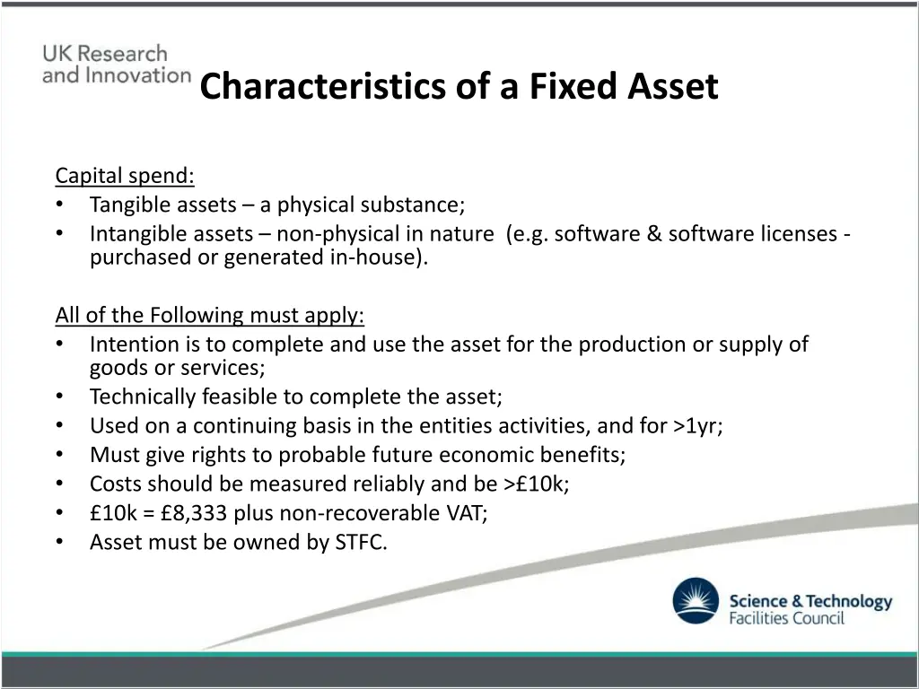 characteristics of a fixed asset