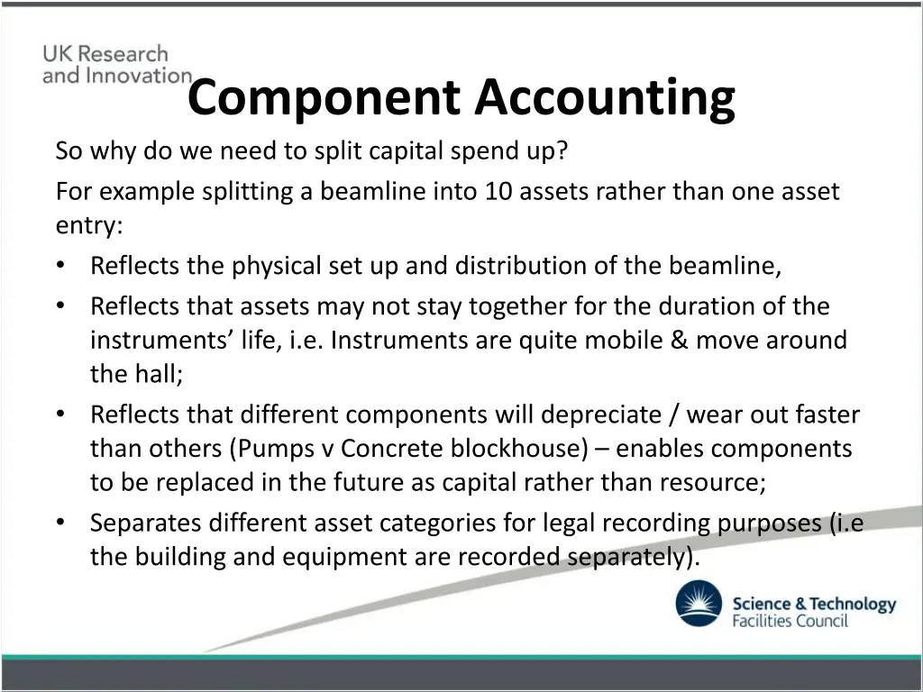 component accounting so why do we need to split