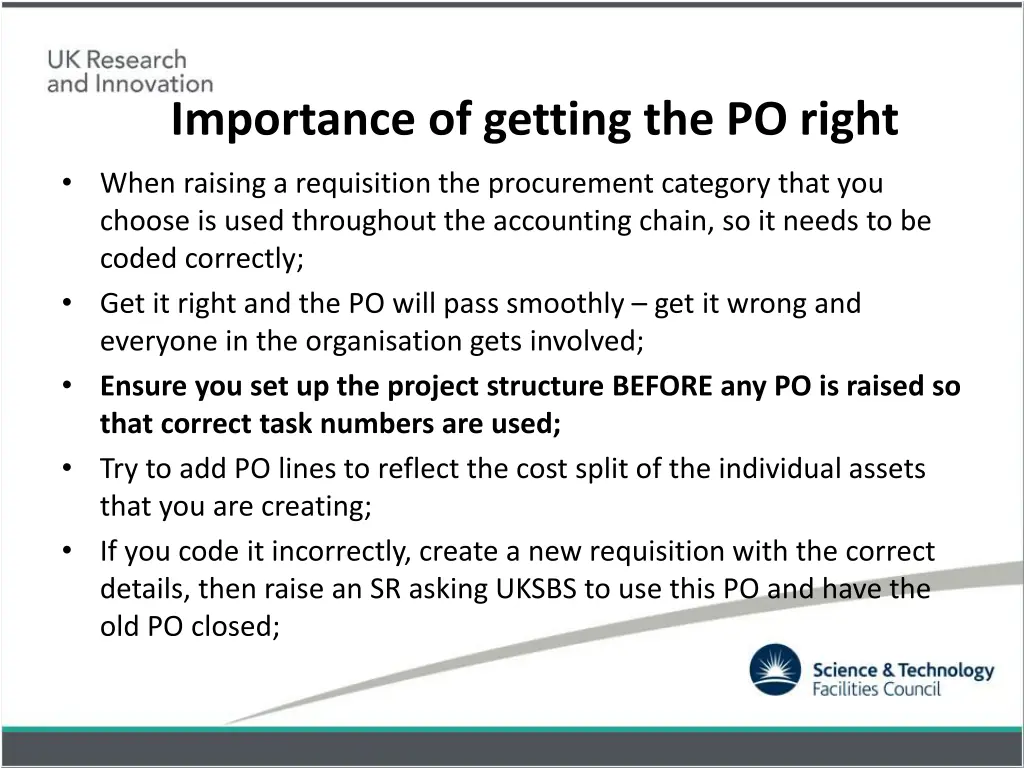 importance of getting the po right