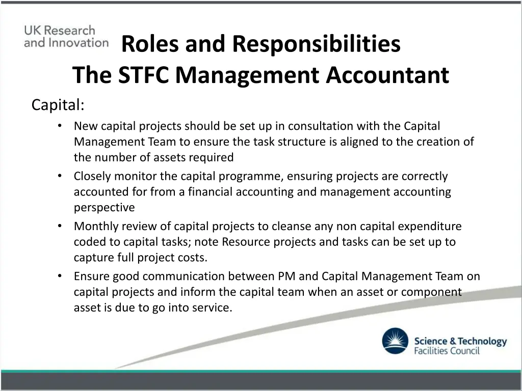 roles and responsibilities the stfc management