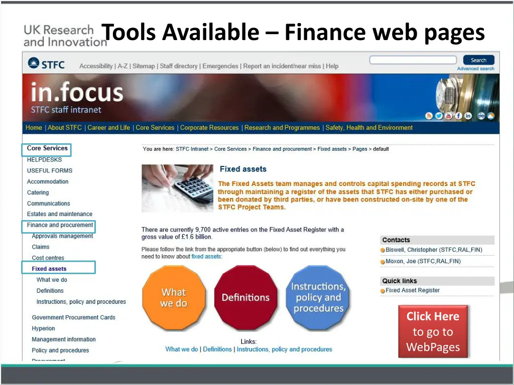 tools available finance web pages