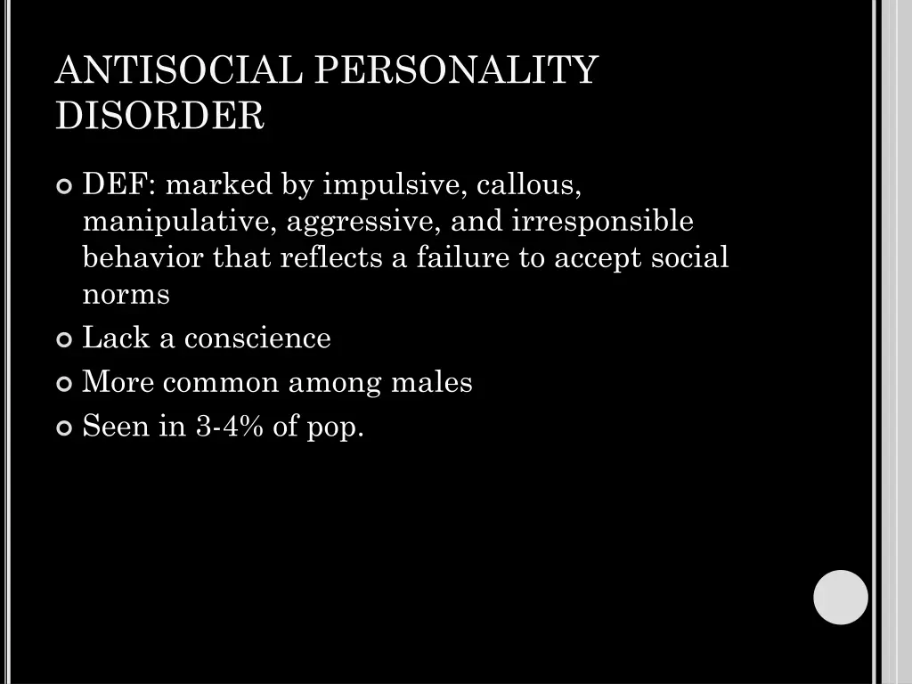 antisocial personality disorder