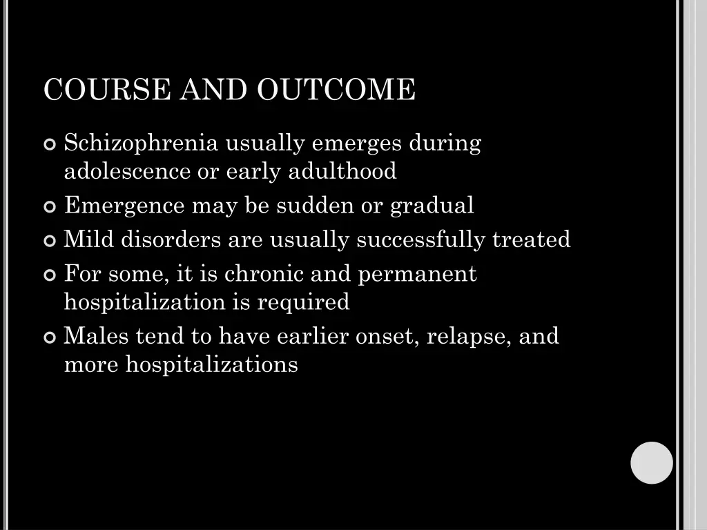 course and outcome