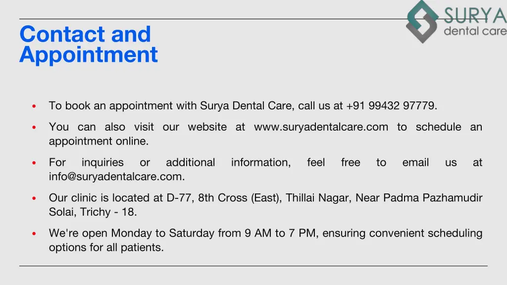 contact and appointment