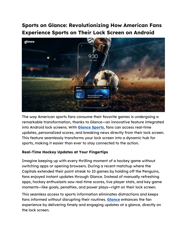 sports on glance revolutionizing how american