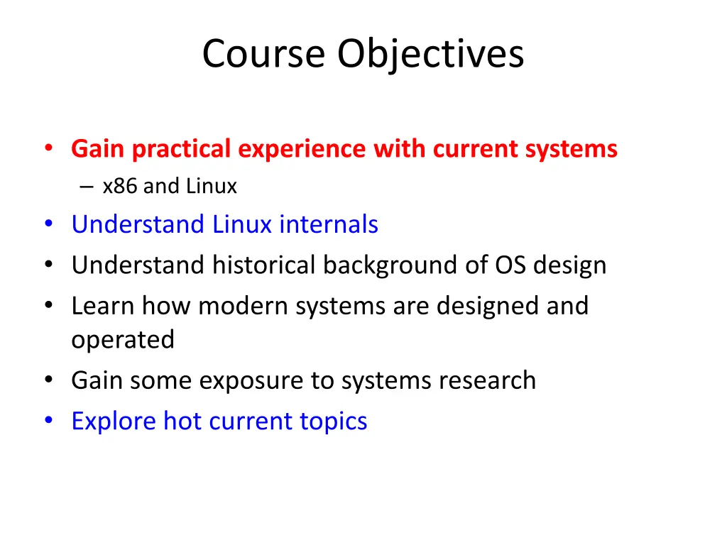 course objectives