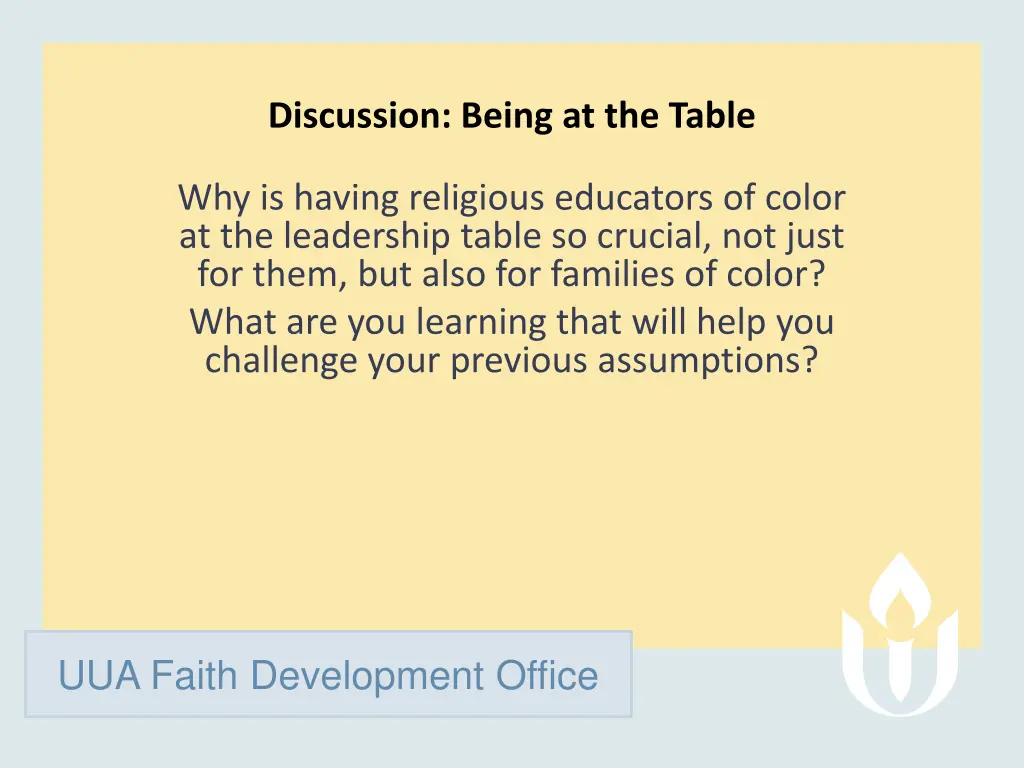 discussion being at the table 1