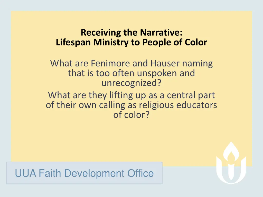 receiving the narrative lifespan ministry