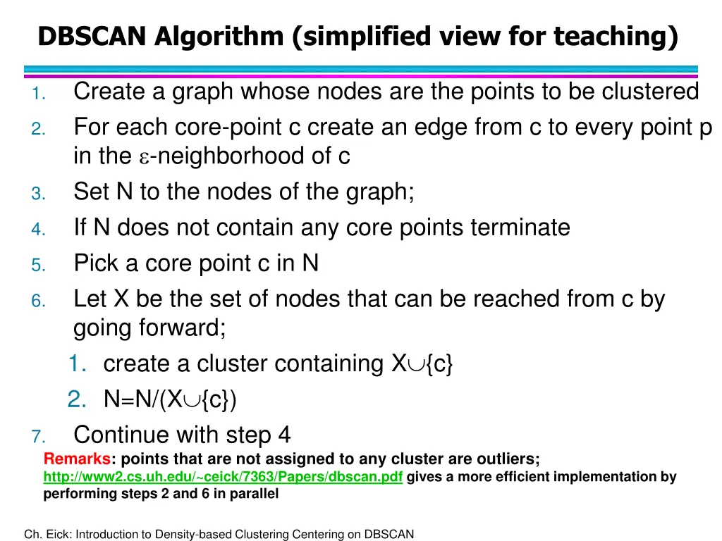 dbscan algorithm simplified view for teaching
