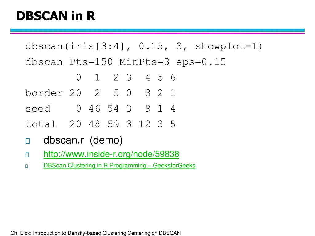 dbscan in r