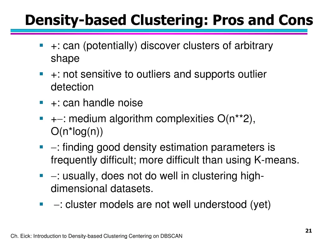 density based clustering pros and cons