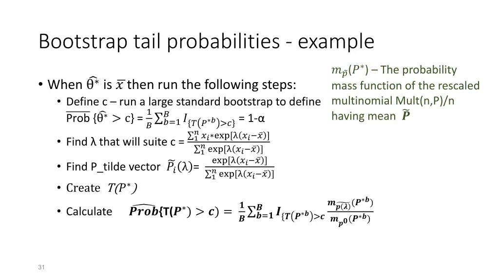 bootstrap tail probabilities example