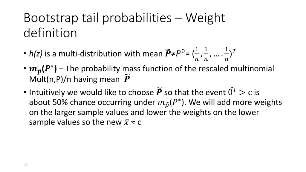 bootstrap tail probabilities weight definition