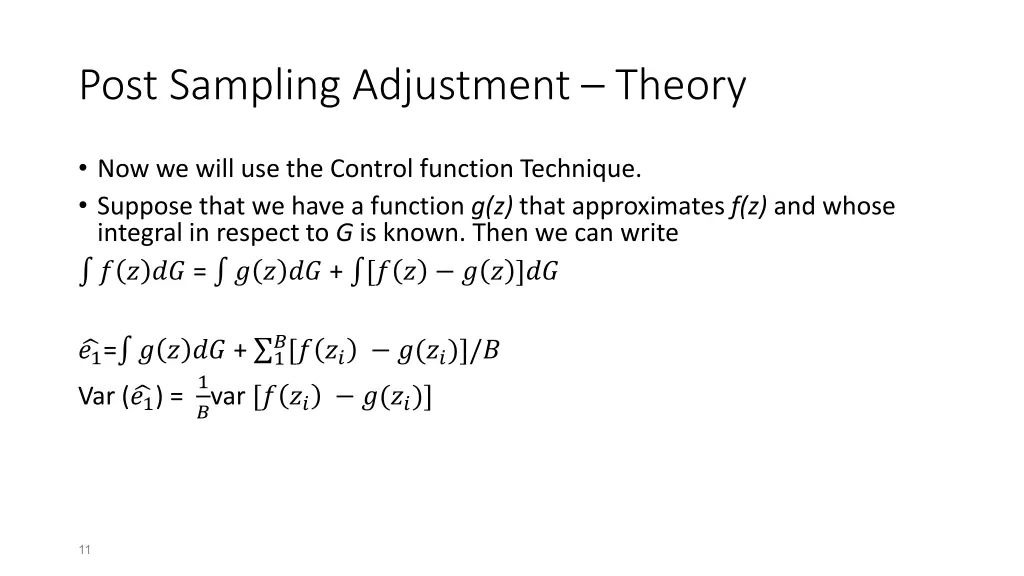 post sampling adjustment theory