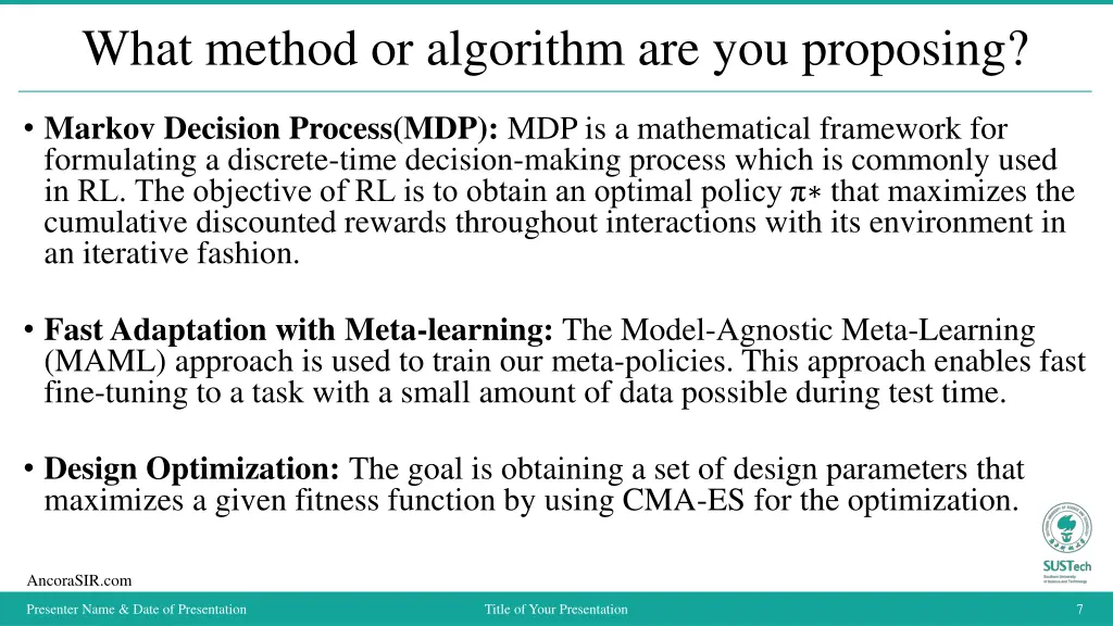 what method or algorithm are you proposing