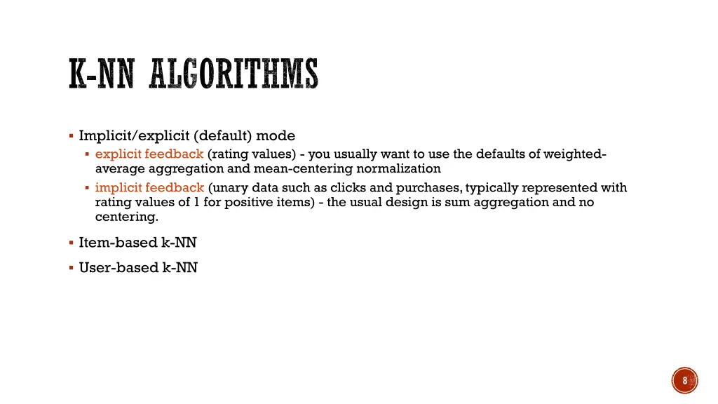 k nn algorithms