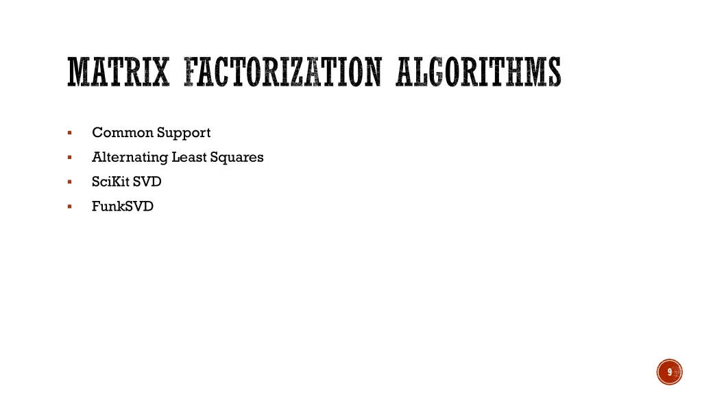 matrix factorization algorithms