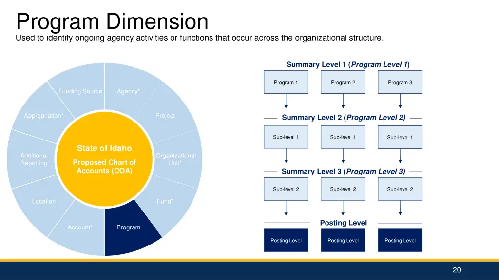 program dimension used to identify ongoing agency