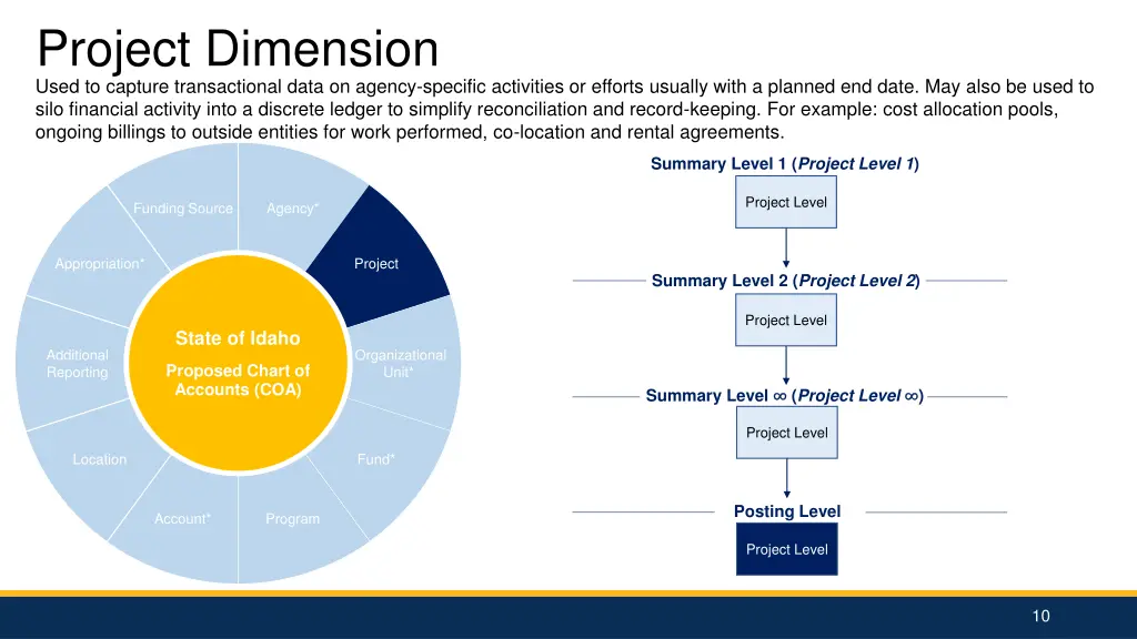project dimension used to capture transactional
