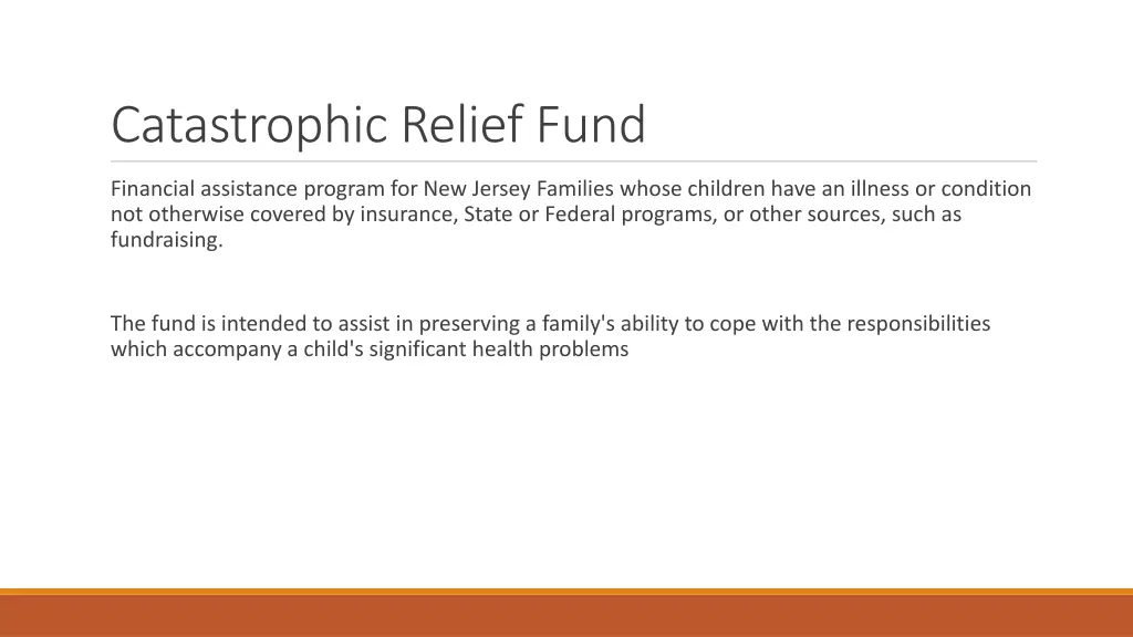 catastrophic relief fund