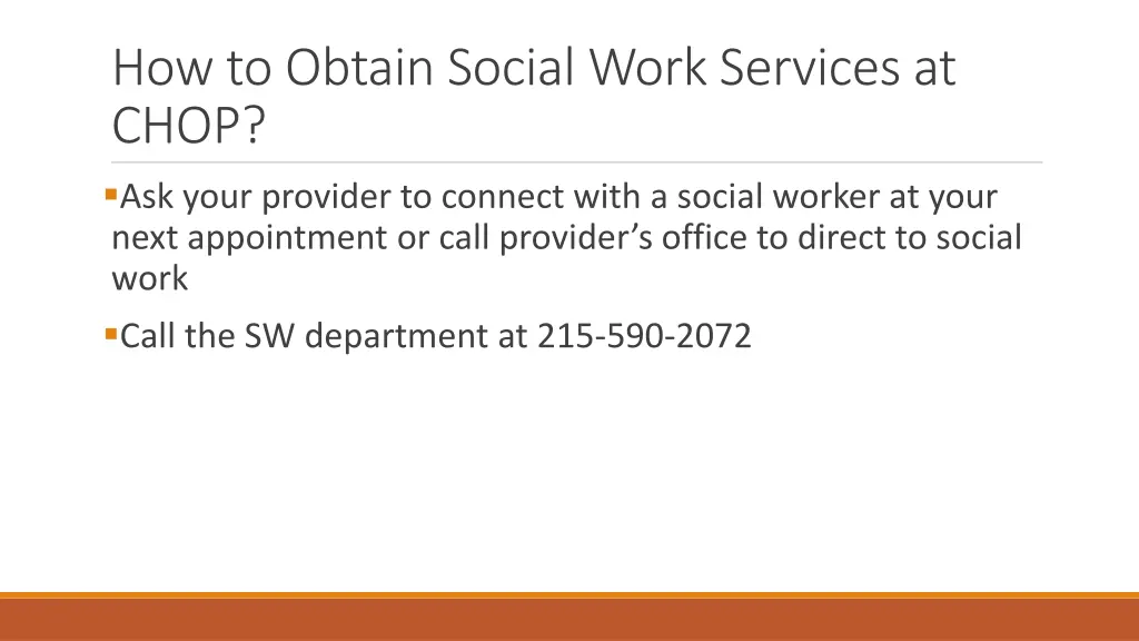 how to obtain social work services at chop