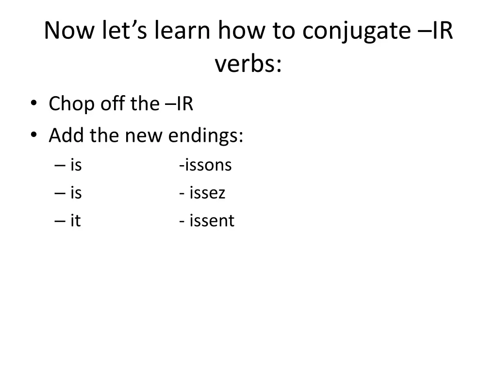now let s learn how to conjugate ir verbs
